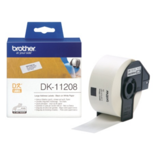Brother P-Touch DK-11208 38 × 90 mm Siyah/Beyaz Büyük Adres Etiketi Rulosu