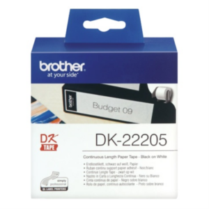 Brother P-Touch DK-22205 62 mm Beyaz Kesintisiz Boyda Kâğıt Etiket Rulosu