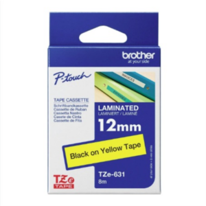 Brother P-Touch TZe-631 12 mm Siyah/Sarı Laminasyonlu Etiket Şeridi