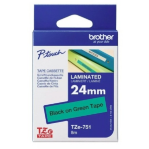 Brother P-Touch TZe-751 24 mm Siyah/Yeşil Laminasyonlu Etiket Şeridi